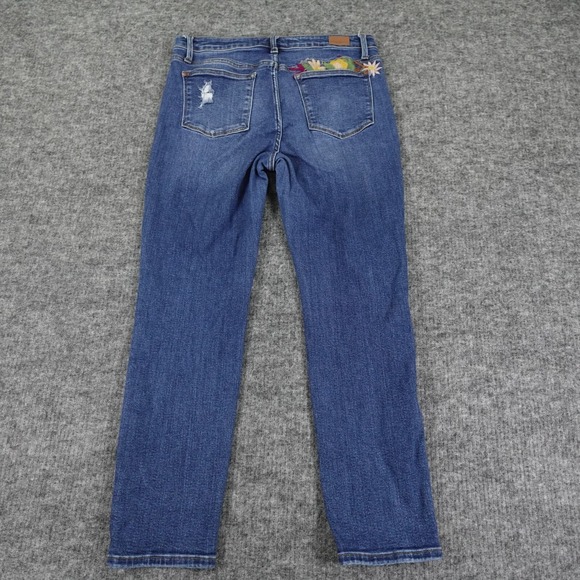 Judy‎ Blue Jeans Womens 13/31 Floral Embroidered High Rise Boyfriend JB88288 - Picture 2 of 13